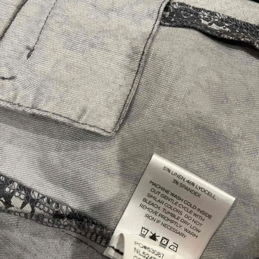 Level99 Gray Blazer Jacket Snake Print Linen Lyocell Shoulder Pads Pattern‎ Sz M